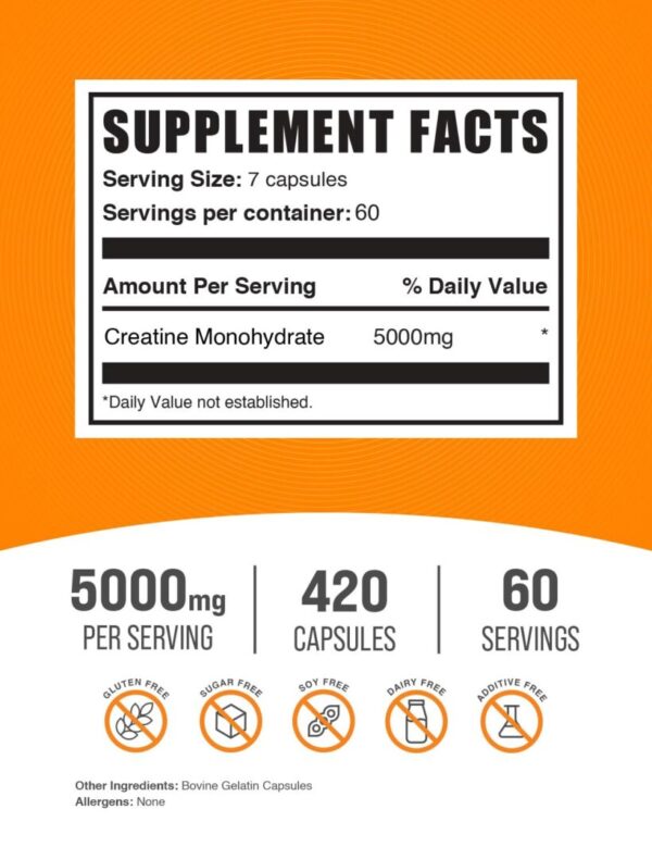 BulkSupplements Micronized Creatine Capsules - Image 2