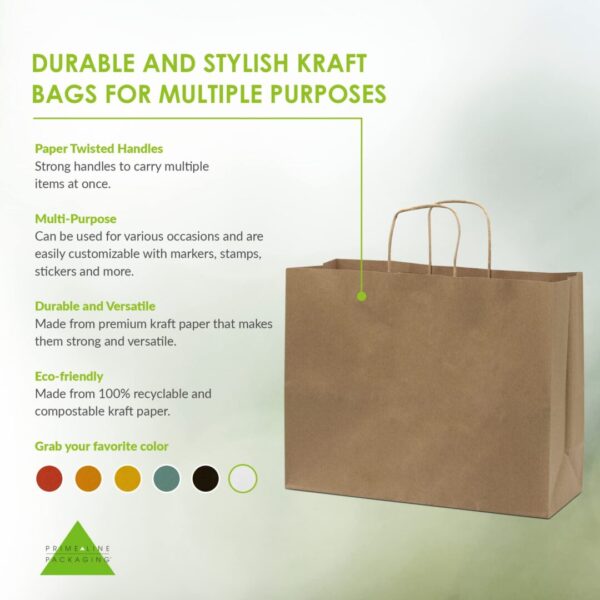 Prime Line Packaging Kraft Gift Bags - Image 2