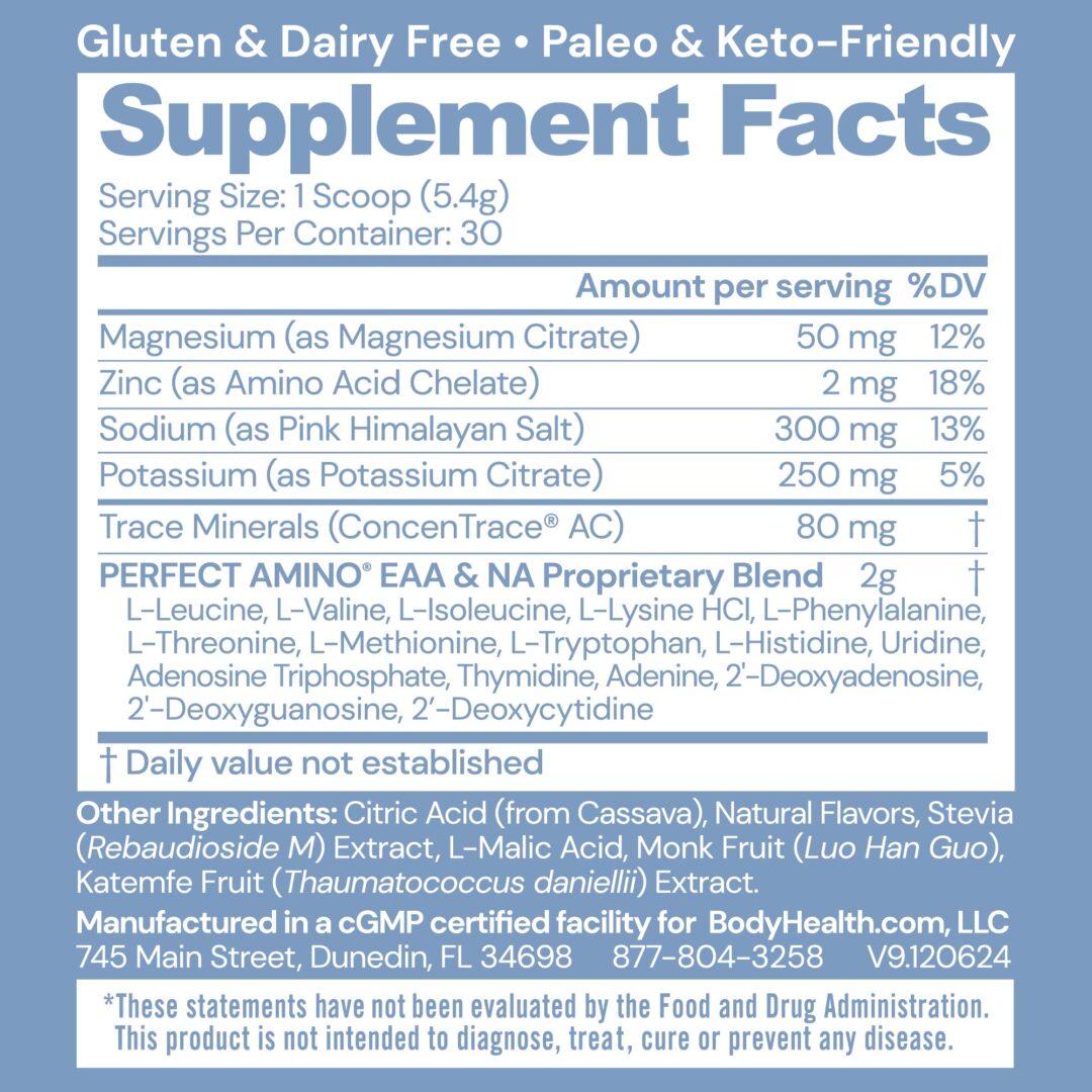 Version 1.0.0 BodyHealth PerfectAmino Electrolytes Powder - Image 2